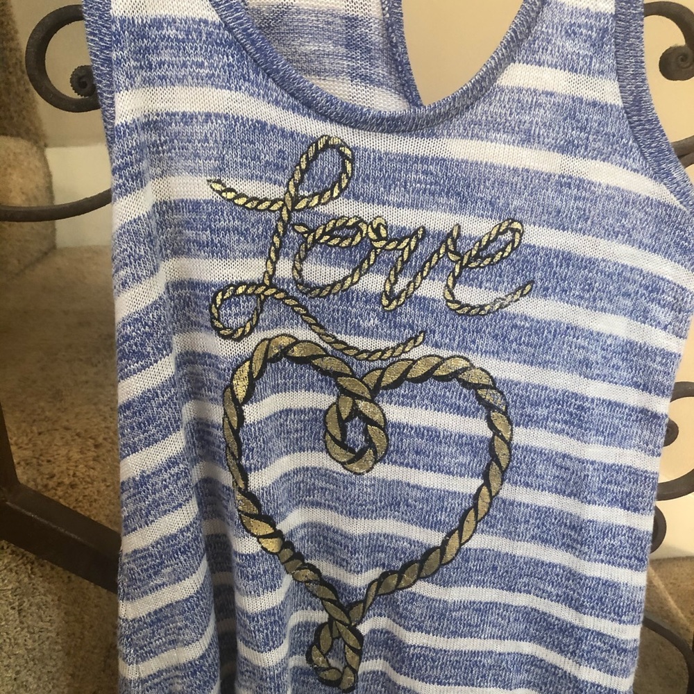Stranded Love Rope Heart StripeKnit Racer Tank - Picture 2 of 5